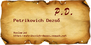 Petrikovich Dezső névjegykártya