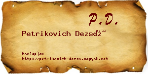 Petrikovich Dezső névjegykártya